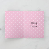 ピンクのウサギの顔の赤ちゃん女の子のイースター シーズンカード (内部)