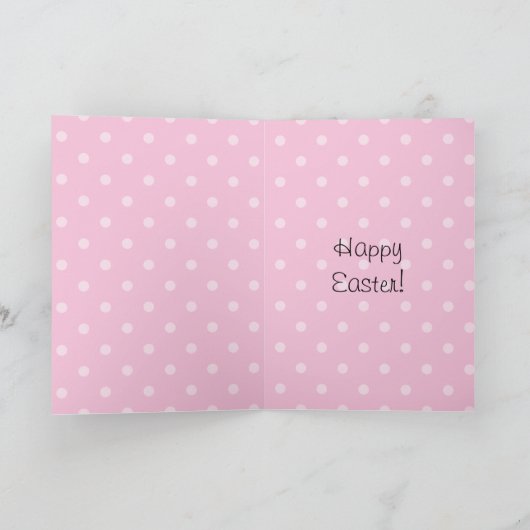 ピンクのウサギの顔の赤ちゃん女の子のイースター シーズンカード (内部)