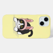 ピンクのウサギ帽子をかぶったタキシード猫のかわいいデザイン Case-Mate iPhoneケース (裏面 (横))