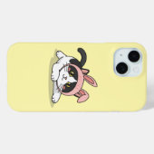 ピンクのウサギ帽子をかぶった愛らしいタキシード猫の美学 Case-Mate iPhoneケース (裏面 (横))
