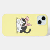 ピンクのウサギ帽子をかぶった愛らしいタキシード猫の美意識 Case-Mate iPhoneケース (裏面 (横))