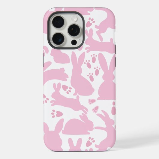 ピンクのウサギ模様 iPhoneケース (裏面)