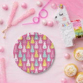 ピンクのウサギ かわいい子供のパターン ペーパープレート (パーティー)