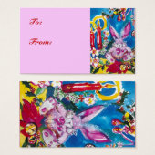 ピンクのウサギ、クリスマスキャンドルと葵 (正面&裏面)