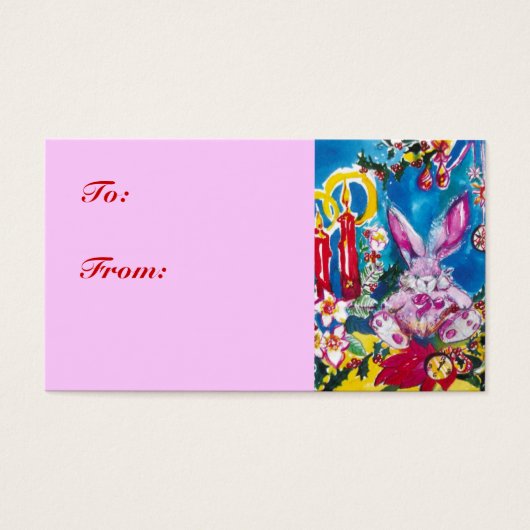 ピンクのウサギ、クリスマスキャンドルと葵 (正面)