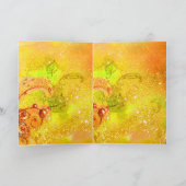 ピンクのウサギ、クリスマスキャンドルと葵 シーズンカード (内部)