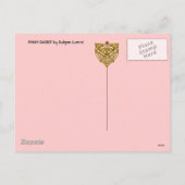 ピンクのウサギ、クリスマスキャンドルと葵 シーズンポストカード (裏面)