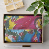 ピンクのウサギ、クリスマスキャンドルと葵 薄葉紙 (ギフト)