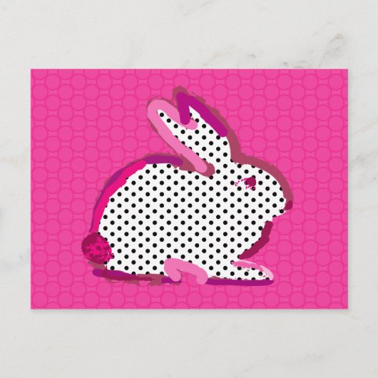 「ピンクのウサギ」デジタル絵画はがき ポストカード (正面)