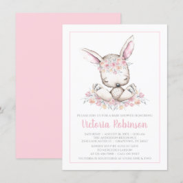 ピンクのウサギ 赤ちゃんのシャワー 招待状