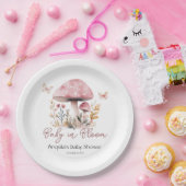 ピンクのウッドランドのキノコの赤ちゃんシャワー ペーパープレート (パーティー)