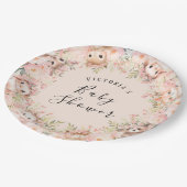 ピンクのウッドランドの動物パーソナライズされた名 ペーパープレート (アングル)