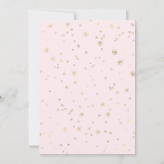 ピンクのウッドランドウィンターワンダーランドベビーシャワー 招待状 (裏面)