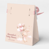 ピンクのウッドランドウサギの赤ちゃんシャワー フェイバーボックス (裏面サイド)
