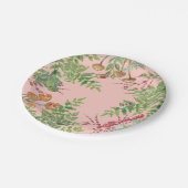 ピンクのウッドランドフロッグビーマッシュルームピクニッ素朴ク ペーパープレート (アングル)