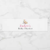 ピンクのウッドランド赤ちゃんシャワー水ボトルラベル ペットボトルラベル (シングルラベル)