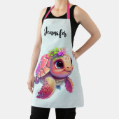 ピンクのウミガメお洒落&かわいい エプロン (インサイチュ)
