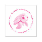 ピンクのウミガメお洒落&かわいい セルフインキングスタンプ (デザイン)