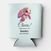 ピンクのウミガメお洒落&かわいい 缶クーラー (正面)