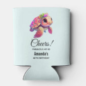 ピンクのウミガメお洒落&かわいい 缶クーラー (裏面)