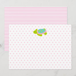 ピンクのウミガメのメッセージカードの文房具 カード