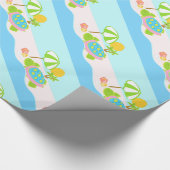 ピンクのウミガメの光沢のある包装紙、30" x 6' ラッピングペーパー (角)