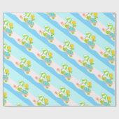 ピンクのウミガメの光沢のある包装紙、30" x 6' ラッピングペーパー (フラット)