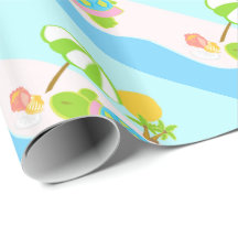 ピンクのウミガメの光沢のある包装紙、30" x 6'