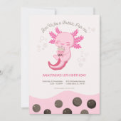 ピンクのウーパールーパバブルボバティーガール誕生日 招待状 (正面)