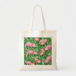 ピンクのウーパールーパーの植物画 トートバッグ