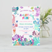 ピンクのウーパールーム ウーパール 楽しい誕生日パーティー 招待状 (スタンド正面)