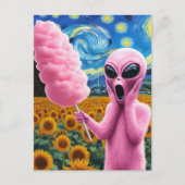 ピンクのエイリアンスクリームインヴァンゴッホひまわり畑 ポストカード (正面)