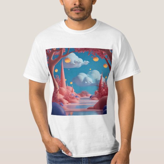 ピンクのエイリアンワールド Tシャツ (正面)