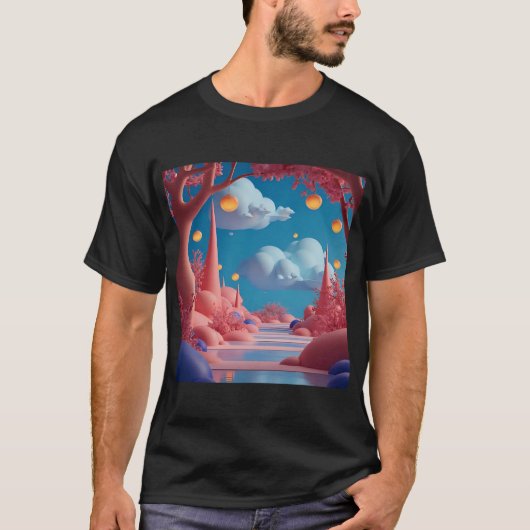 ピンクのエイリアンワールド Tシャツ (正面)