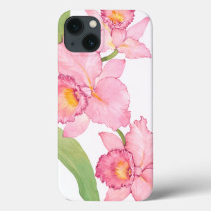ピンクのエキゾチックな水彩画の花 iPhone 13ケース