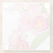 ピンクのエキゾチックな水色の花 ガラスコースター (裏面)