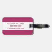 ピンクのエキゾチックな水色の花 ラゲッジタグ (裏面横)