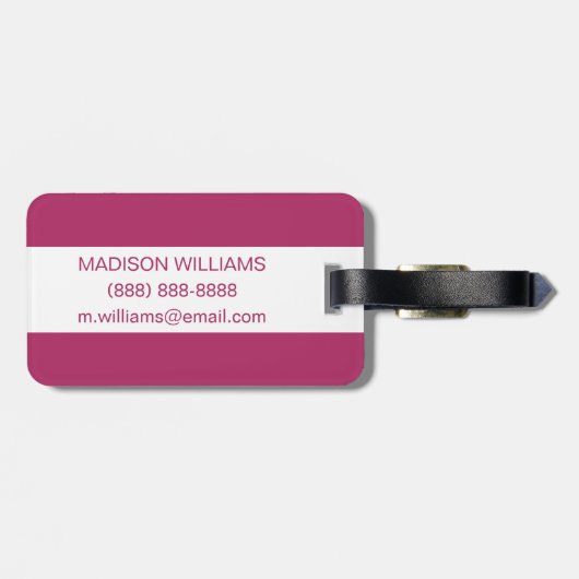 ピンクのエキゾチックな水色の花 ラゲッジタグ (裏面横)