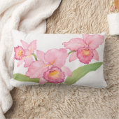 ピンクのエキゾチックな水色の花 ランバークッション (ブランケット)