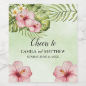 ピンクのエキゾチックな花 ワインラベル (シングルラベル)