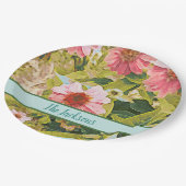 ピンクのエキナセア 緑の葉 名前 オーダーメイド ペーパープレート (アングル)