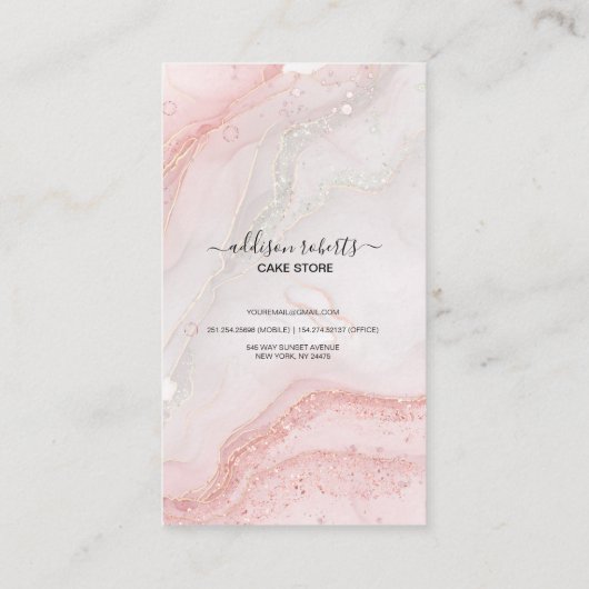 ピンクのエステティック気にケーキ名刺 名刺 (裏面)