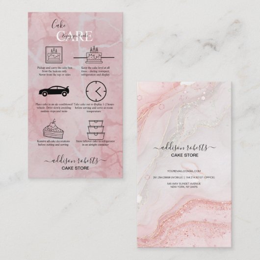 ピンクのエステティック気にケーキ名刺 名刺 (正面/裏面)