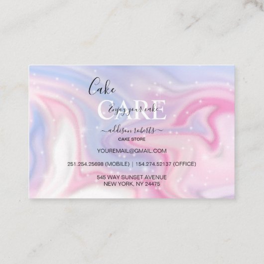 ピンクのエステティック気にケーキ 名刺 (裏面)