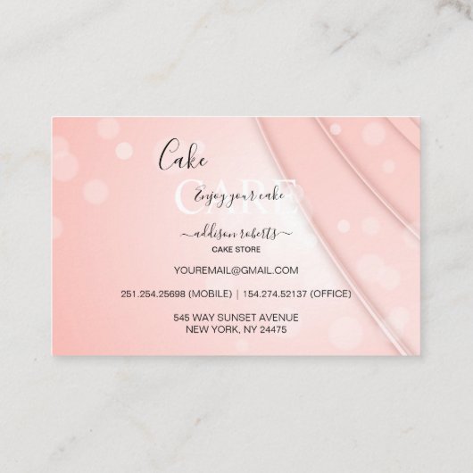ピンクのエステ気にティックケーキスクエア名刺 名刺 (裏面)