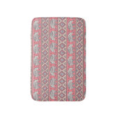 ピンクのエスニック象柄 バスマット (正面縦)