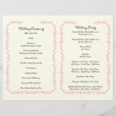 ピンクのエッフェルタワーパリの折り畳まれた結婚式プログラム (裏面)