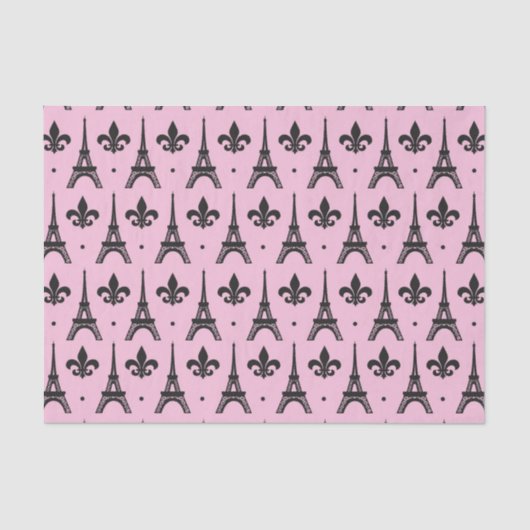 ピンクのエッフェルタワーパリパターンパーティー組織 薄葉紙 (正面)