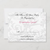 ピンクのエッフェルタワーフランスのウェディングスプカード 出欠カード (裏面)