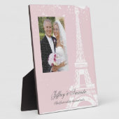 ピンクのエッフェルタワー結婚の写真プラーク フォトプラーク (側面)